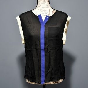 Parker Colorblock Button Down Silk Blouse